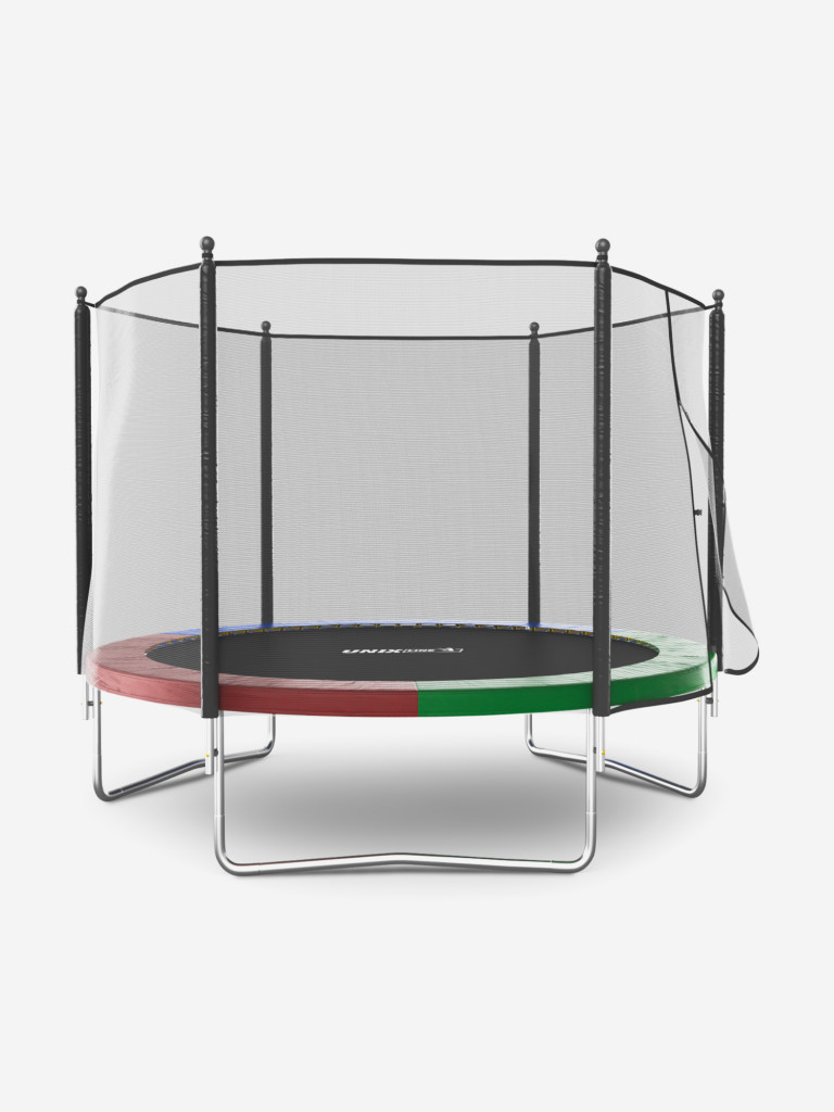 Батут каркасный UNIX Line Simple 10 ft Color с внешней защитной сеткой, общий диаметр 305 см, до 140 кг