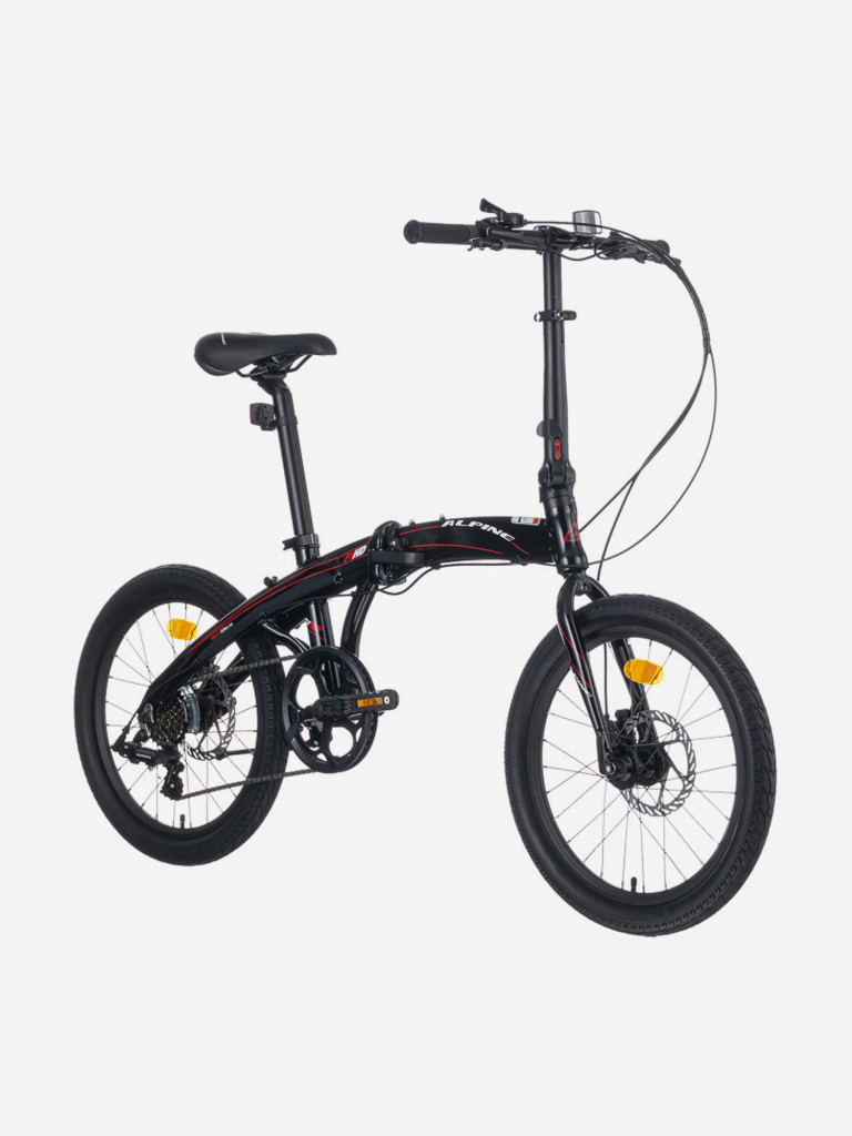 Велосипед Alpinebike F1HD, One size, 20", складной, 7 скоростей, черно-красный