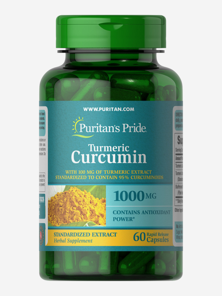 Куркумин Puritan's Pride Tumeric 1000 mg, 60 капсул