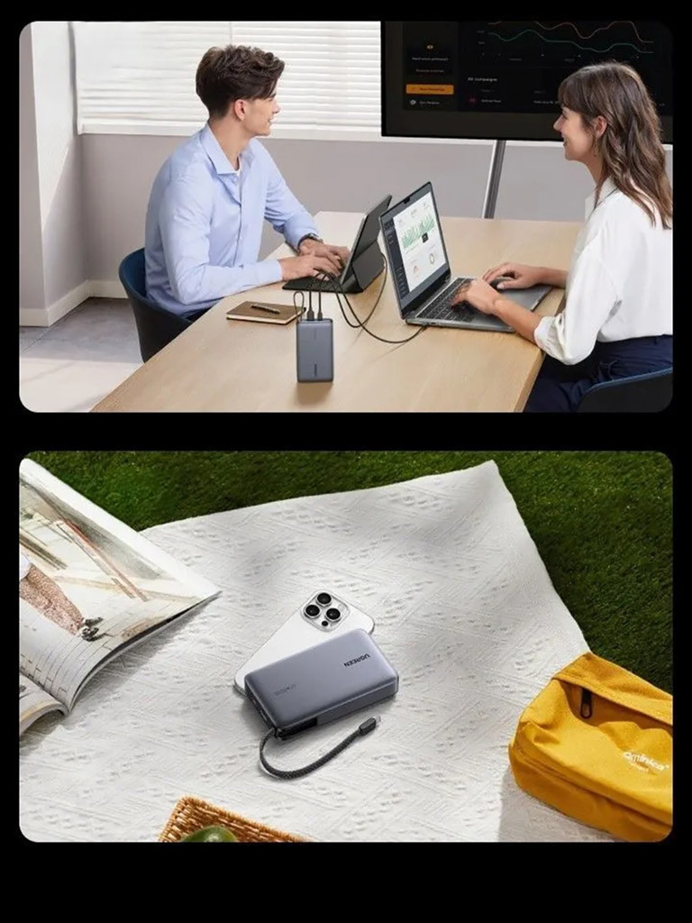 Внешний аккумулятор UGREEN PB550 (85166B) 67W Power Bank 20000mAh USB-C&USB-A со встроенным кабелем (ССС)