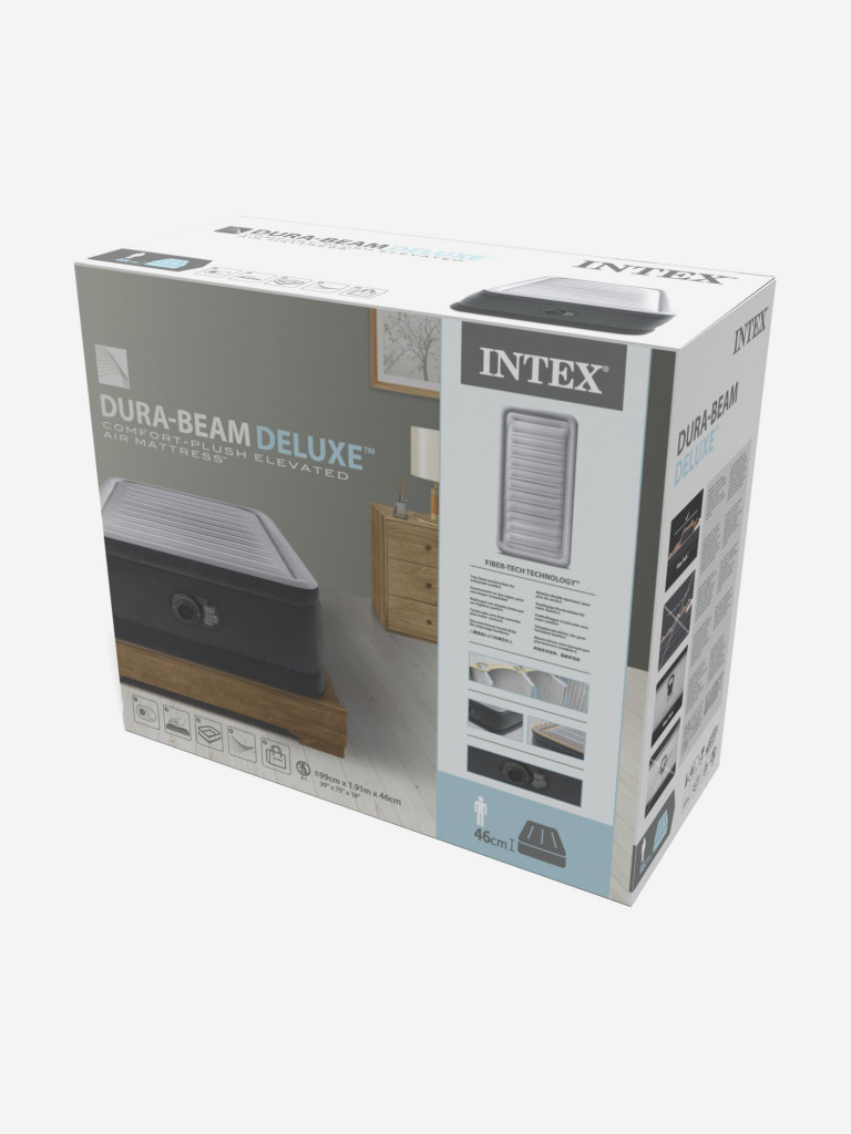 Кровать Intex 64412 надувная с встроенным насосом 220В 99х191х46см