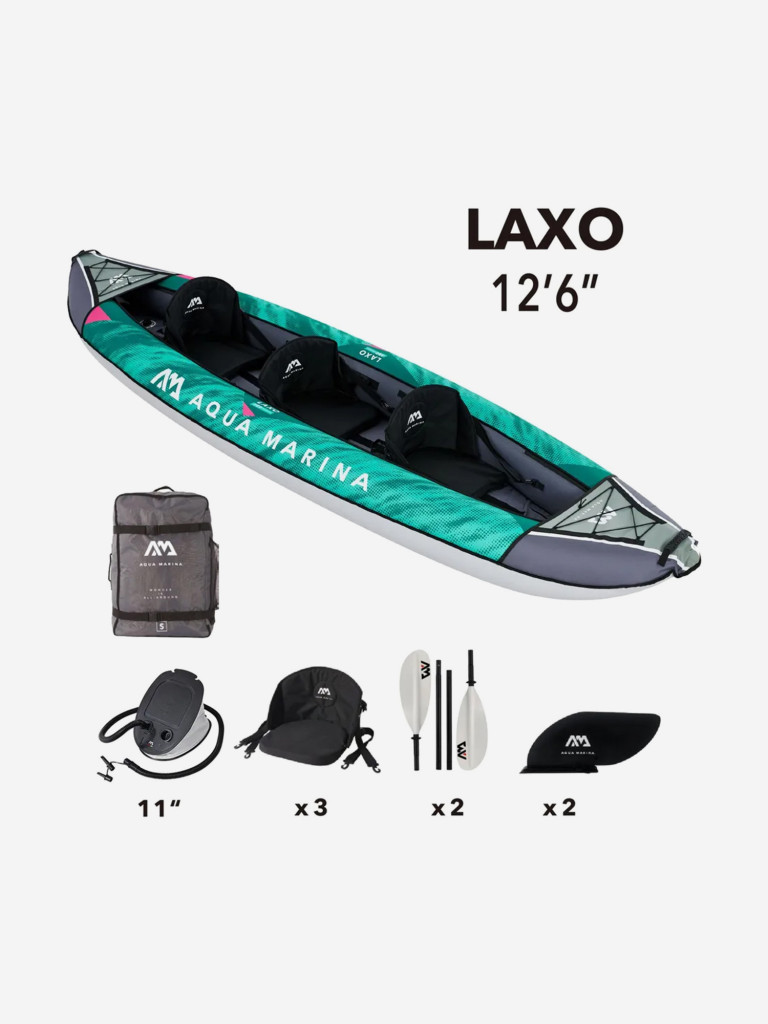 Надувной каяк Aqua Marina Laxo 380, 12'6" 380 см, Трехместный
