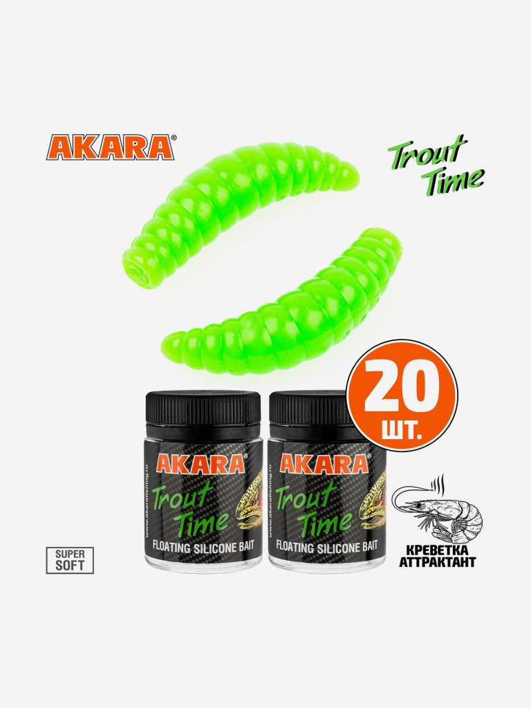 Силиконовая приманка Akara Trout Time MAGGOT 1,6 452, Shrimp (20 шт.)