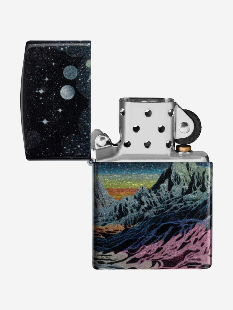 Зажигалка бензиновая ветроустойчивая Zippo Space in Color Design 540 Tumbled Chrome