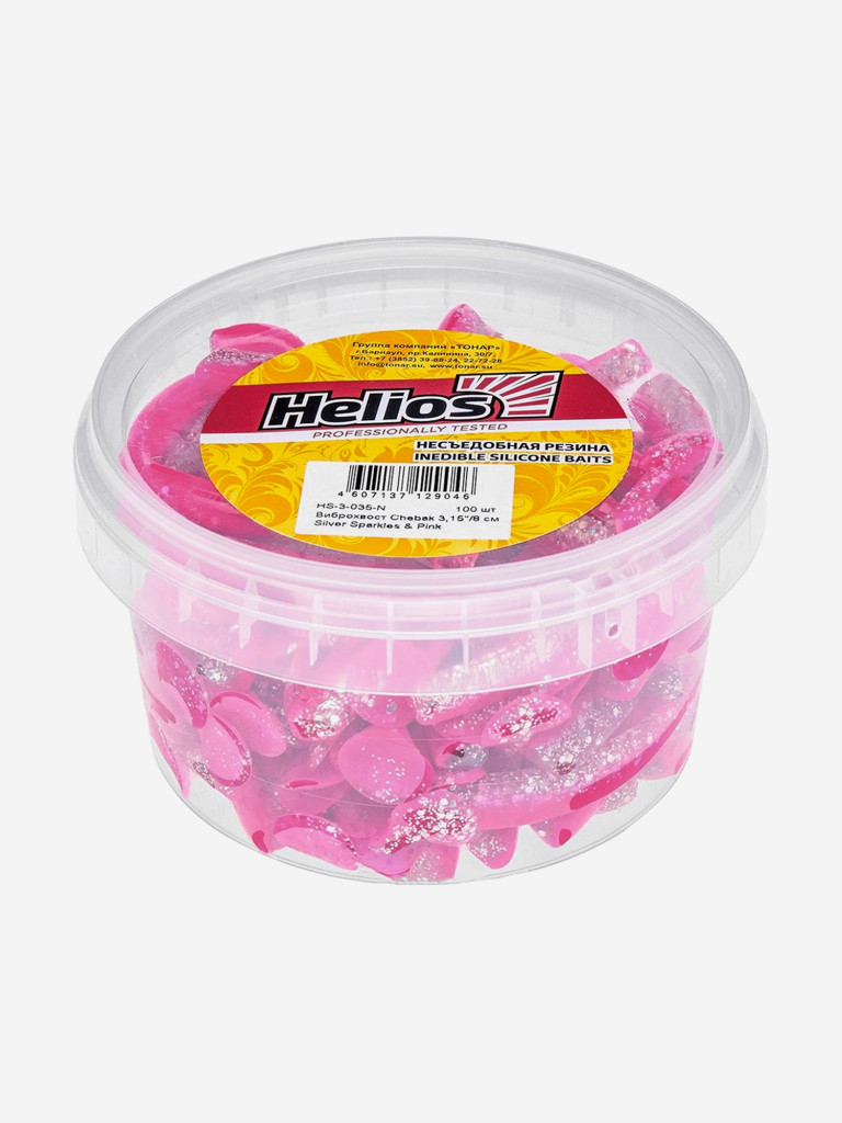 Мягкая приманка Helios Chebak, 3,15'' / 8 см, Silver Sparkles & Pink, 100 шт (HS-3-035-N)