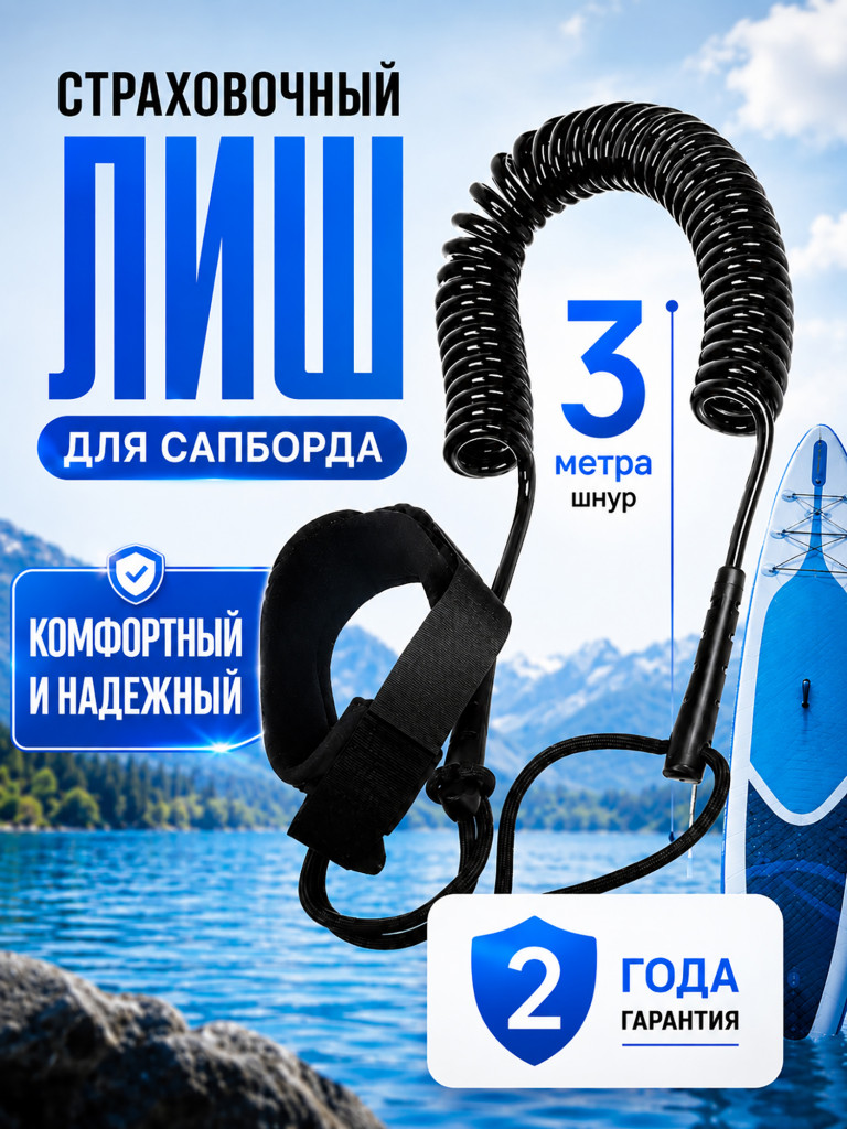 Лиш страховочный витой Tourus для сапборда легкий
