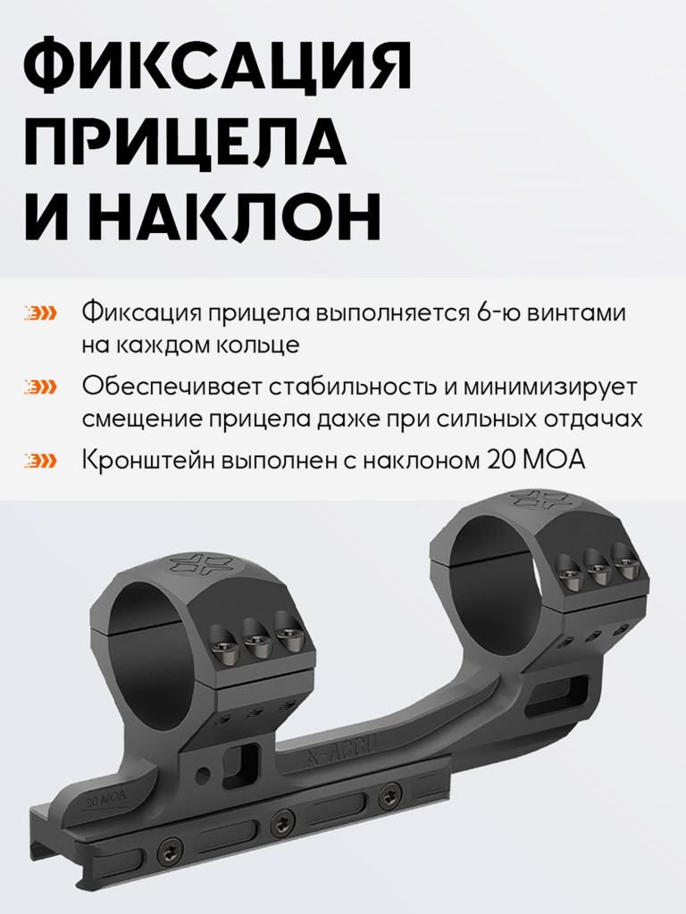 Кронштейн оружейный Vector Optics высокий на Picatinny, 34мм, 20 MOA, с выносом