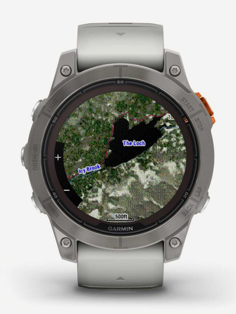 Спортивные часы GARMIN FENIX 7 PRO Sapphire Solar титановый серый с серо-оранжевым ремешком