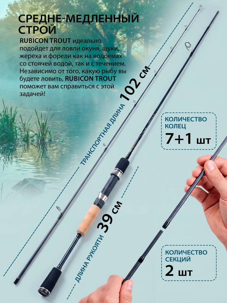 Спиннинг на форель RUBICON Trout 1-5 г 1,95 м / Спиннинг ультралайт для форели