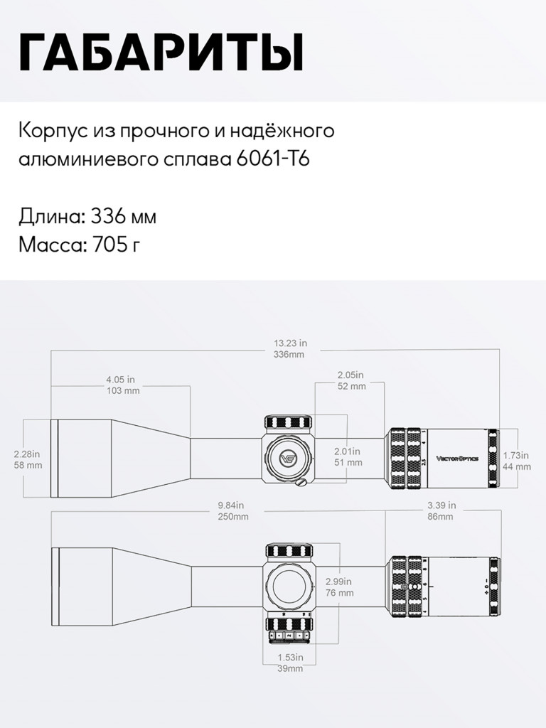 Прицел оптический Vector Optics Grizzly 2.5-15x50i HD SFP Rifle Scope