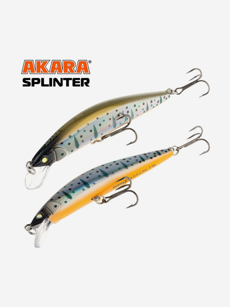 Воблер Akara Splinter 80S минноу тонущий на щуку, судака, окуня 7,5гр A104