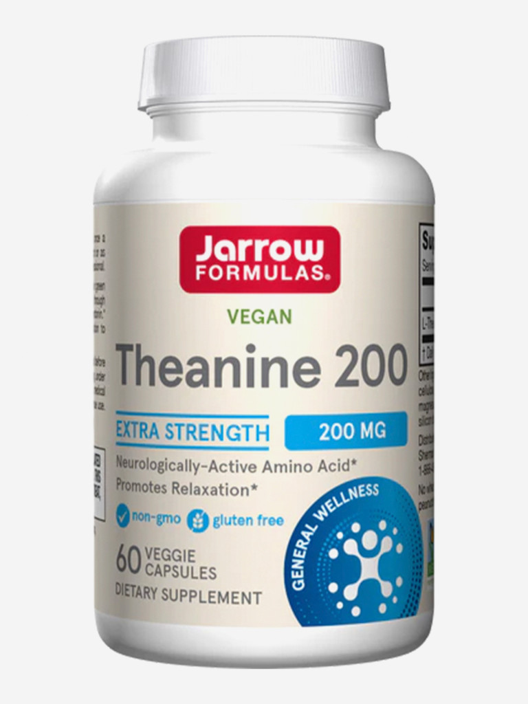 Бад, л теанин, для мозга, для нервной системы, для сна, Jarrow Formulas Theanine 200 mg, 60 vcaps