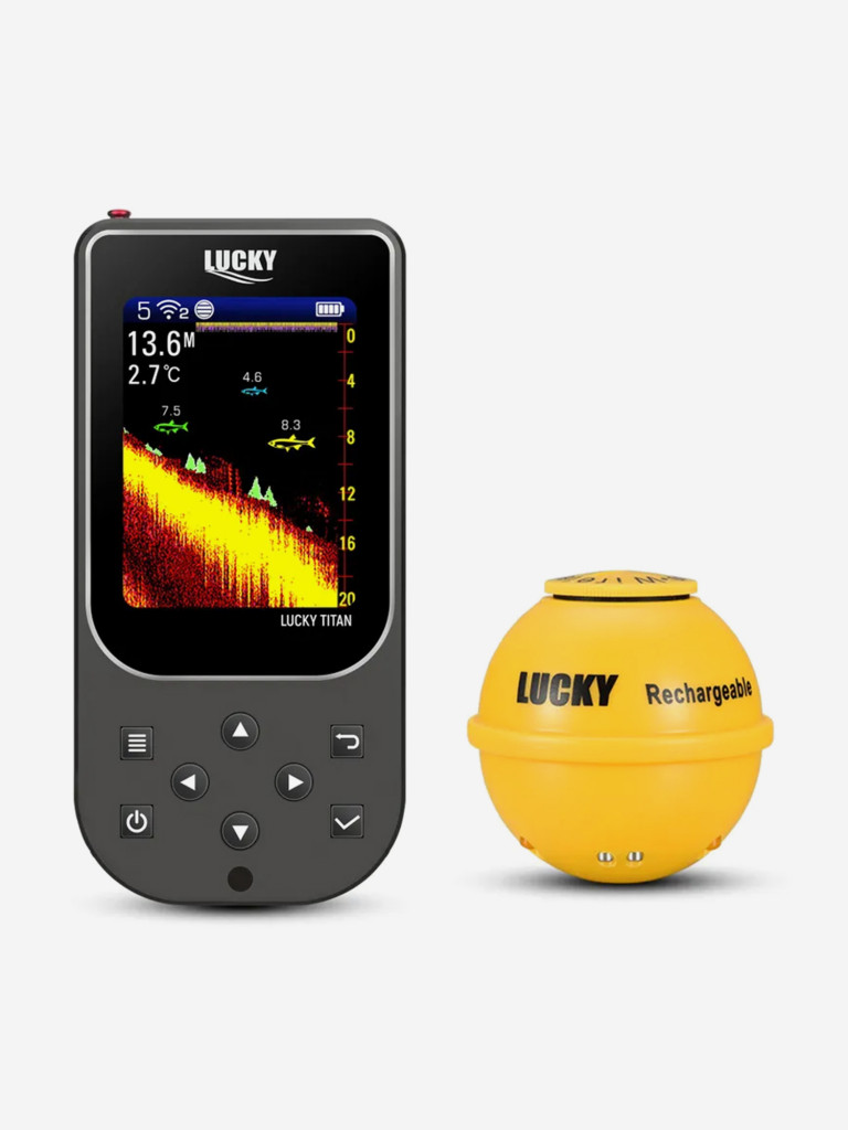 Эхолот Lucky FF206, беспроводной датчик до 100 м, глубина 45 м, экран 3.5"