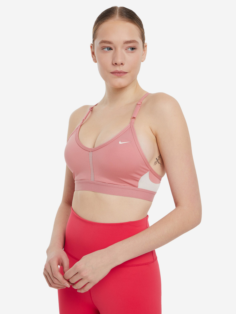 Спортивный топ бра Nike Dri-Fit розовый цвет — купить за 5999 руб. со  скидкой 20 %, отзывы в интернет-магазине Спортмастер