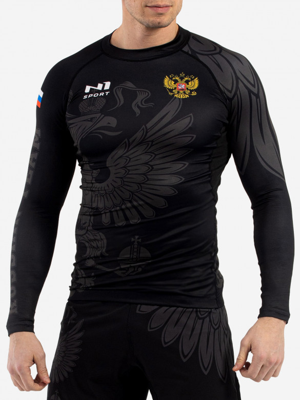 Рашгард компрессионный мужской Russian Team Black N1Sport