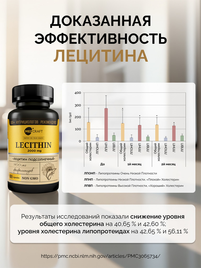 Лецитин подсолнечный MedCraft, 60 капс.