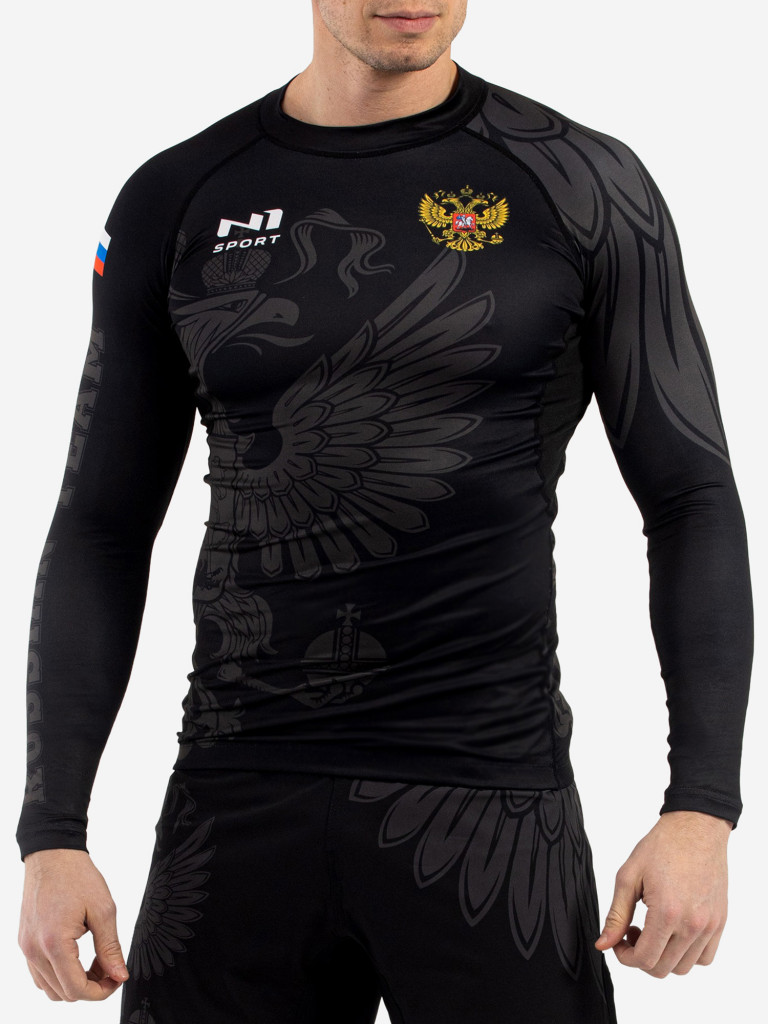 Рашгард компрессионный мужской Russian Team Black N1Sport