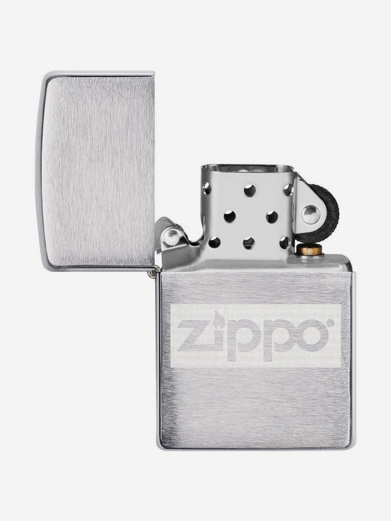 Подарочный набор ZIPPO: Ветроустойчивая зажигалка Zippo Brushed Chrome и фляжка 89 мл