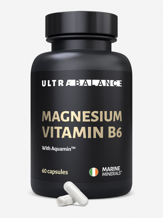 Магний В6 UltraBalance для мужчин и женщин, беременных и кормящих женщин, с комплексом Aquamin, 60 капсул