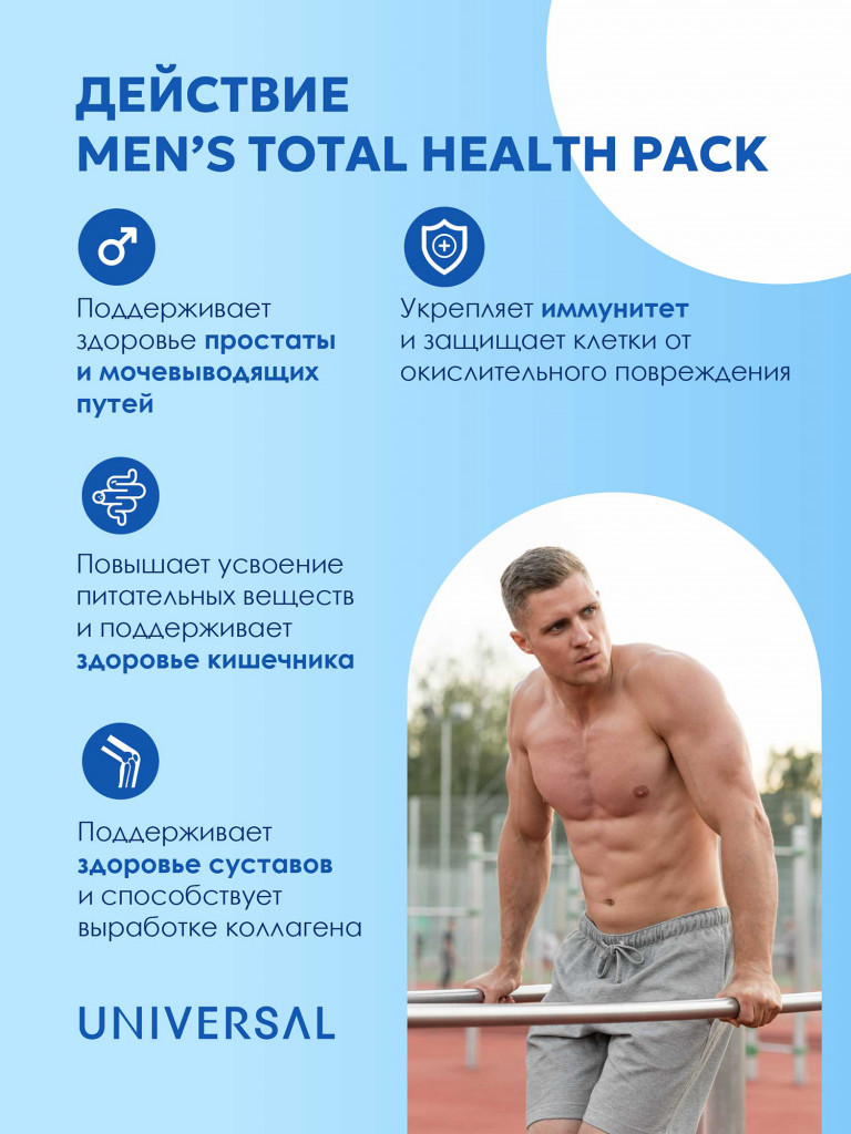 Комплекс витамины Universal Nutrition Men's Total Health Pack, 30 порций для мужчин