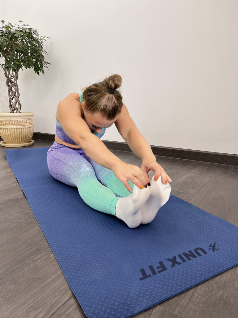 Коврик для йоги и фитнеса UNIX Fit двусторонний, 180 х 61 х 0,6 см, двуцветный, голубой