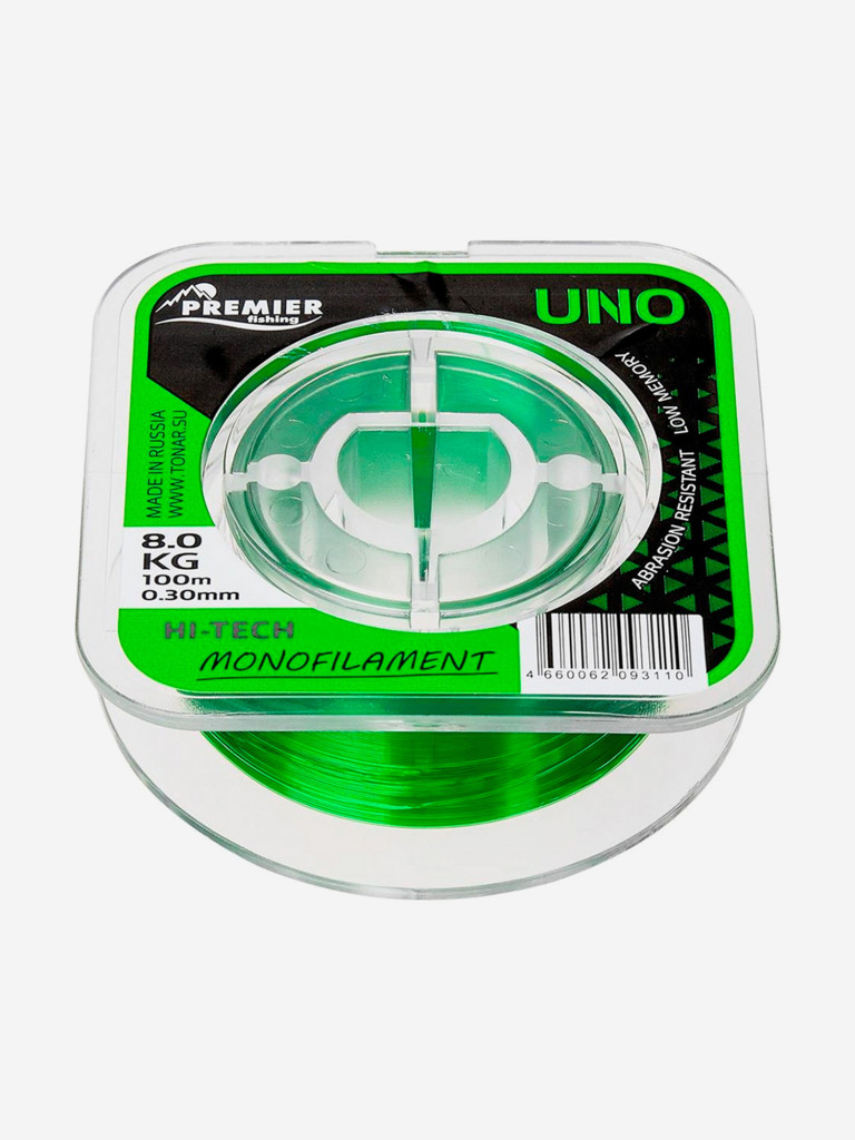 Леска для рыбалки Premier Fishing UNO Nylon 0,30мм, 100м, 8кг, зеленый
