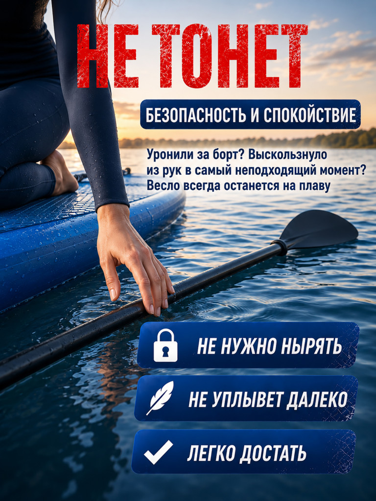 Весло Tourus для сапборда и каяка разборное двухлопастное 2-в-1