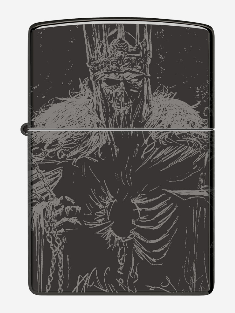 Зажигалка бензиновая ветроустойчивая Zippo Skull King High Polish Black