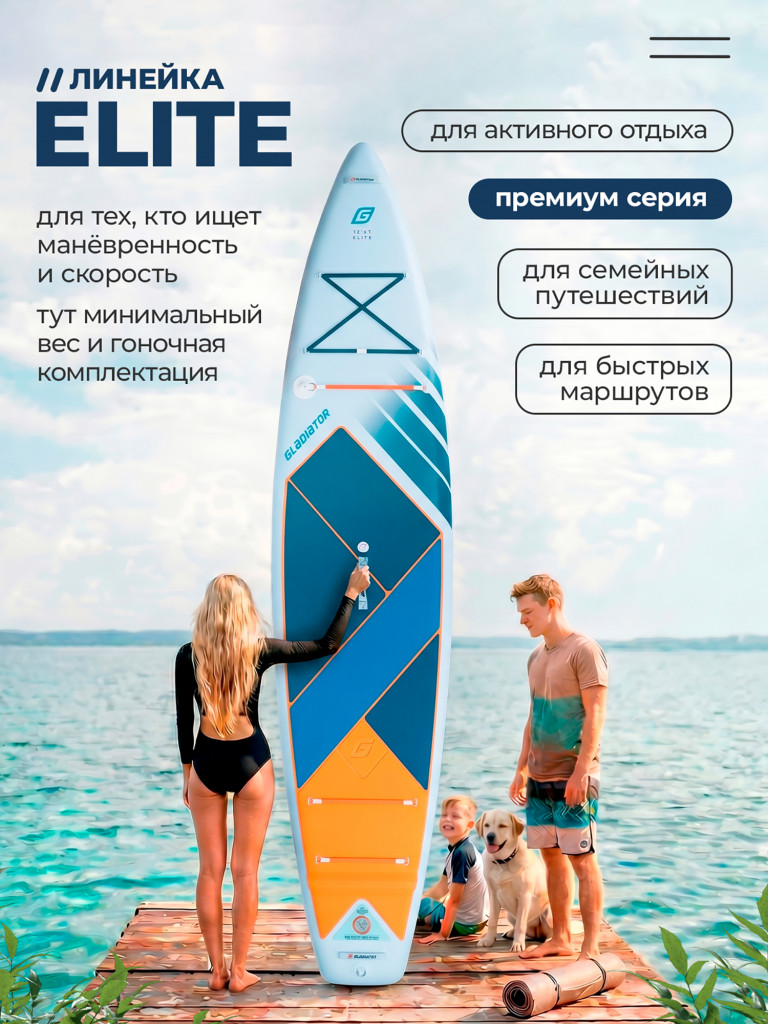 Сап доска надувная Gladiator ELITE 12.6T
