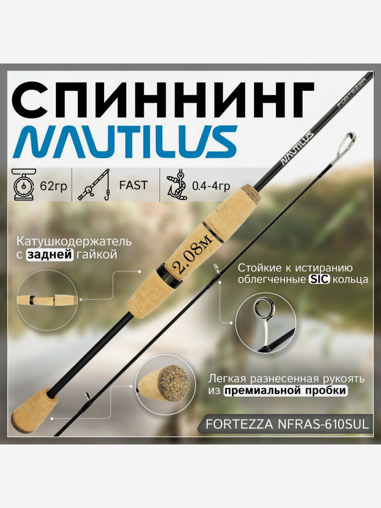 Спиннинг Nautilus FORTEZZA NFRAS-610SUL 2.08м 0.4-4гр