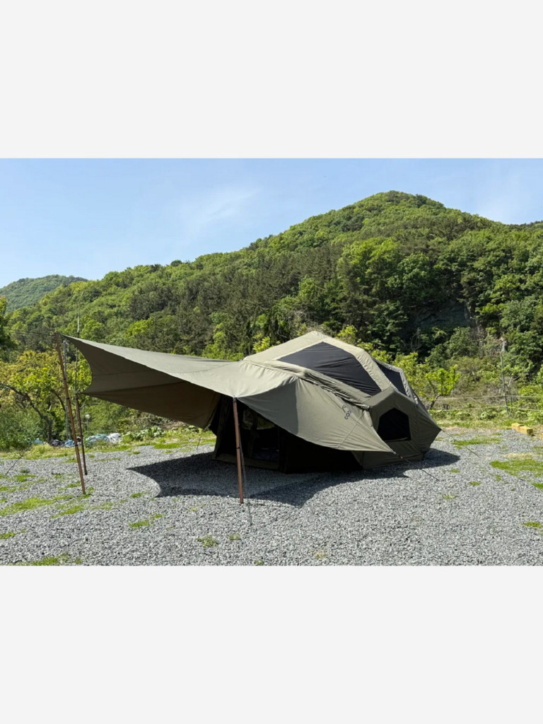 Надувная палатка Coody BESTONA Army Green, 380×380×275 см, 2–4 человека, 2 входа, 2 навеса