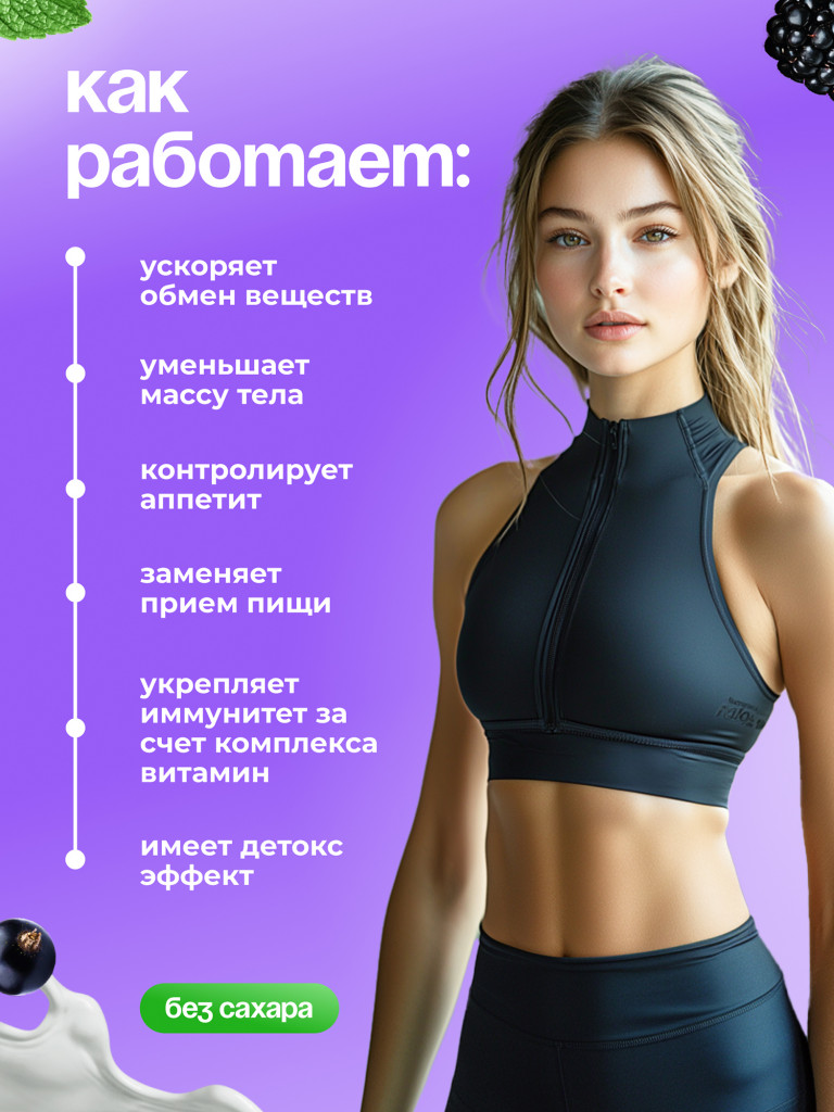 Белковый коктейль для похудения протеиновый, без сахара, 140гр