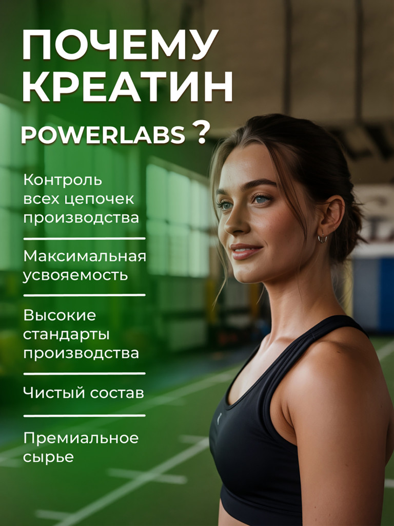 Креатин моногидрат, Powerlabs, 500 г, без вкуса