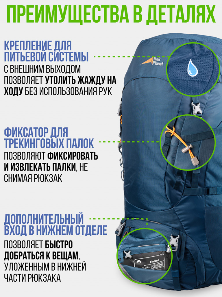 Рюкзак туристический Trek Planet Denali 65, петроль
