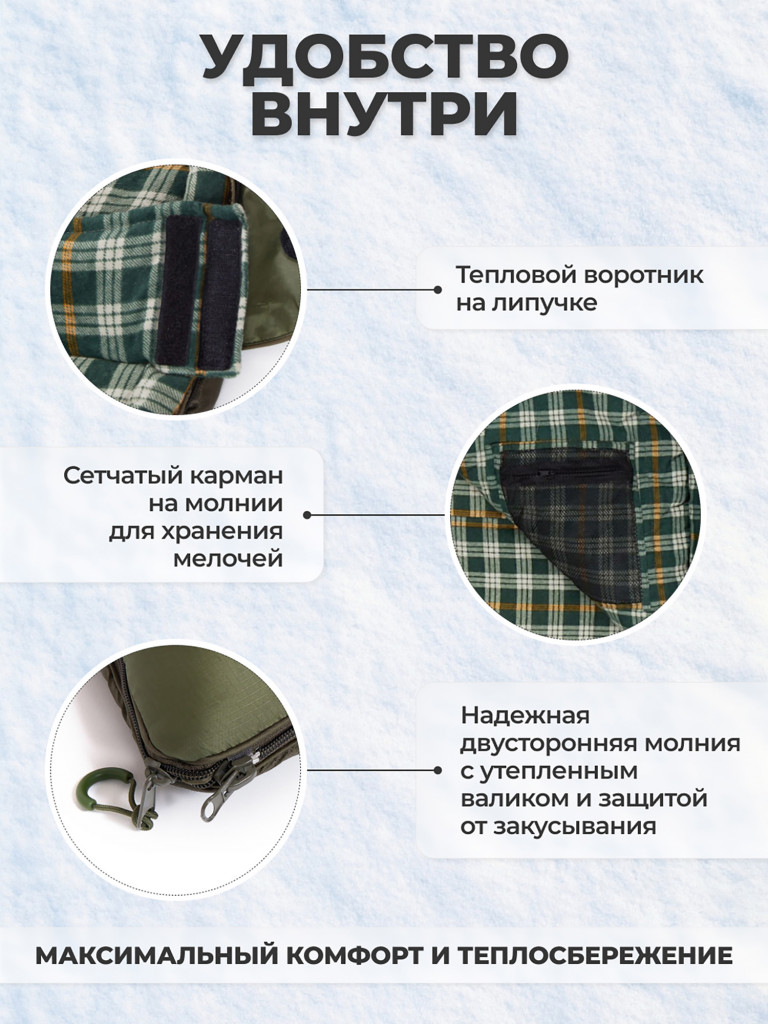 Спальный мешок BTrace Rich Правый, Правый, Зеленый