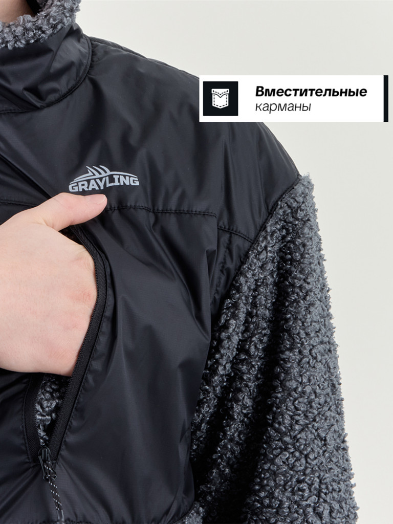 Толстовка флисовая для охоты и рыбалки Балтым GRAYLING, графит