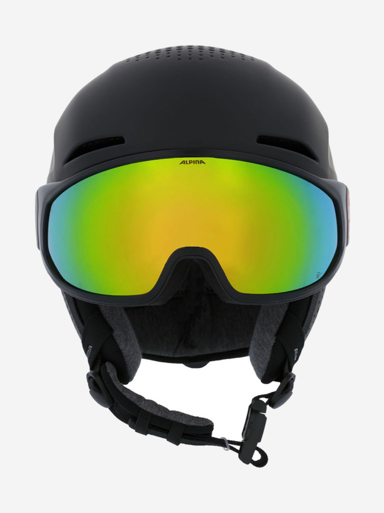 Горнолыжный шлем с визором Alpina Alto Q-Lite black matt (gold mirror)