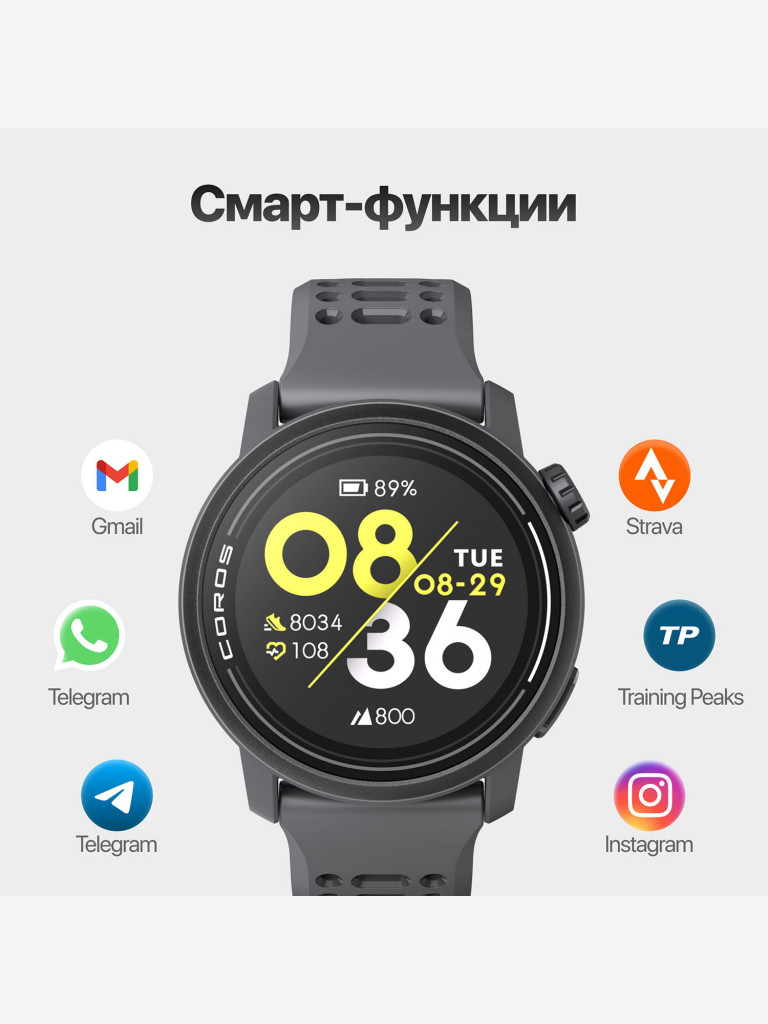 Спортивные смарт GPS часы COROS PACE 3, Black, с силиконовым ремешком