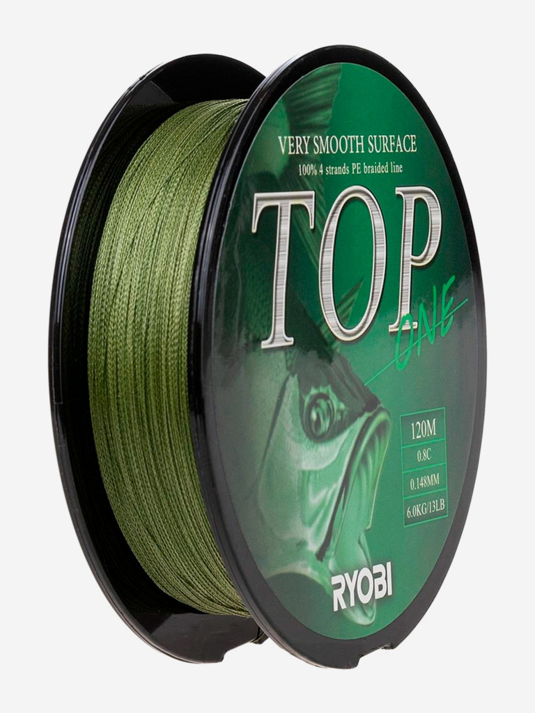 Шнур плетеный для рыбалки Ryobi TOP PE4X, 120м, 0,148мм, 6кг, темно-зеленый