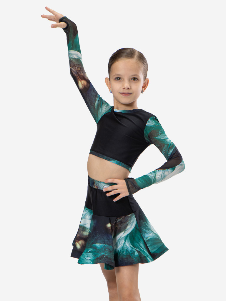 Топ спортивный детский с длинным рукавом ШарЛиС для девочек Sunrise green