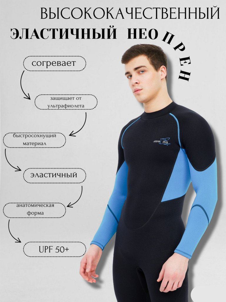 Гидрокостюм мужской Ocean Dive неопреновый 1,5 мм