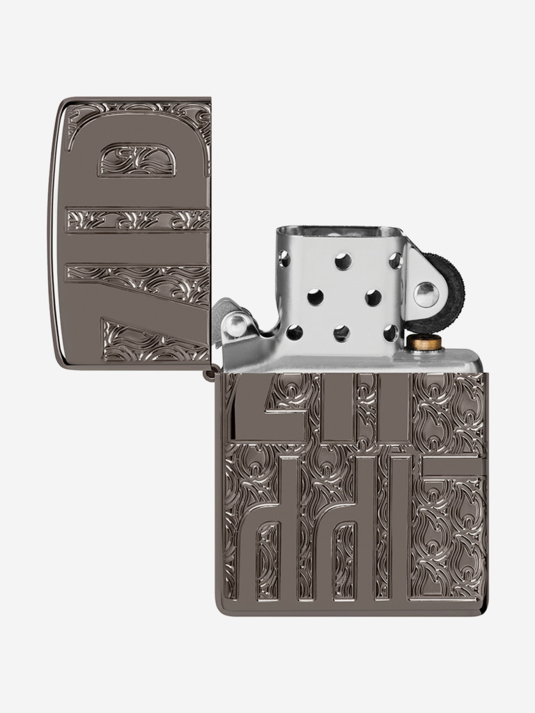 Зажигалка бензиновая ветроустойчивая Zippo Reverse Carve Black Ice