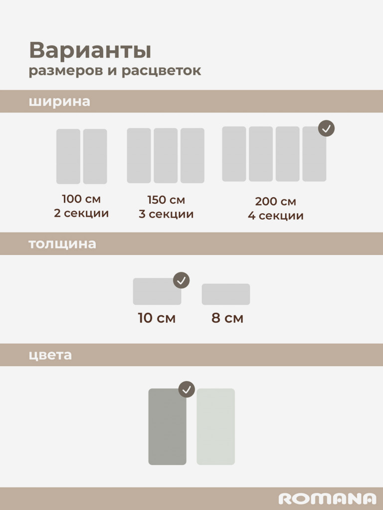 ROMANA Мягкий щит 150х100х10 см 3 секции, мат детский гимнастический для шведской стенки