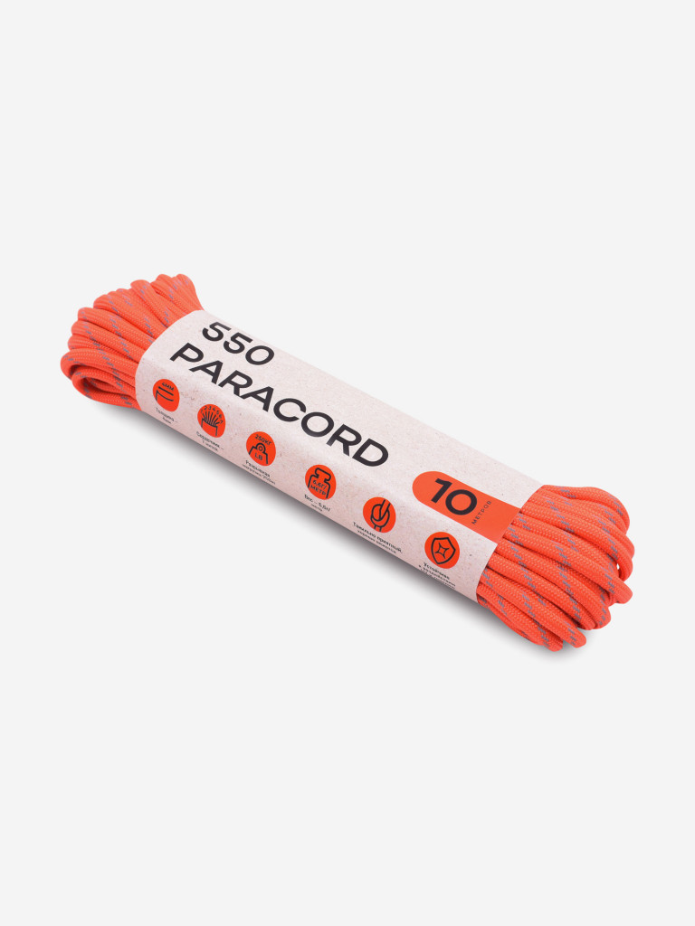 Паракорд 550 T-Gear x CORD nylon 10м световозвращающий (Neon Orange)