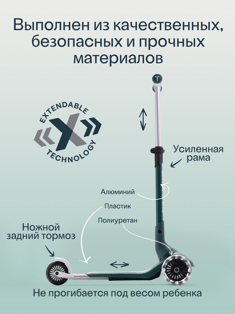 Самокат трехколесный детский SmarTrike Xtend Mini+, складной, растущий, для детей от 2 до 9 лет