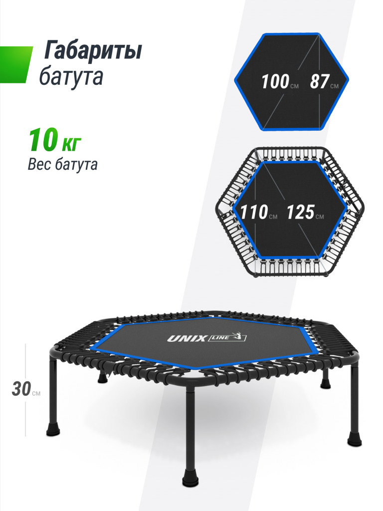 Батут спортивный для фитнеса и джампинга UNIX Line Fitness Lite 125 см, синий