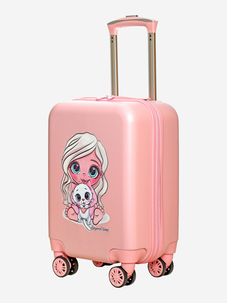 Чемодан детский BEYOND TIME R118 Девочка с котенком розовый
