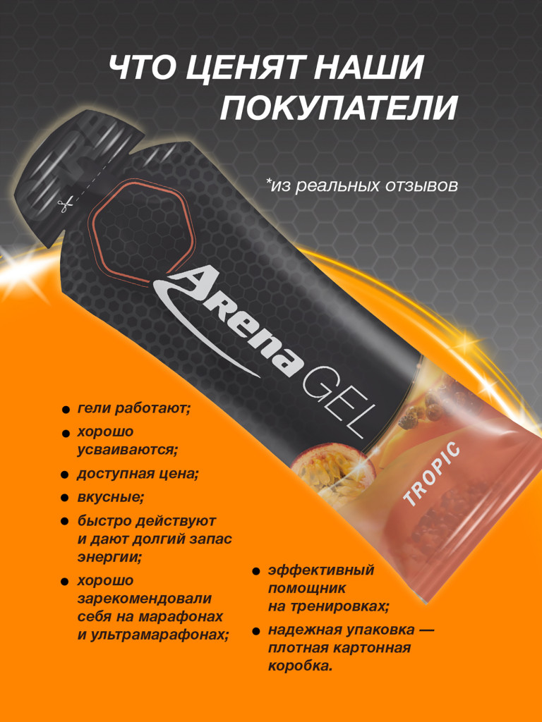 Энергетический гель Arena, 8 штук, тропик