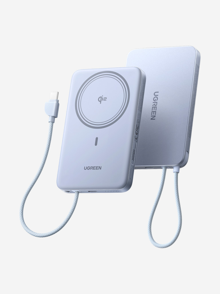 Внешний аккумулятор UGREEN PB570 (65839B) MagFlow Air Ultra-Slim 30W Magnetic 10000mAh Wireless Power Bank USB-C Cable