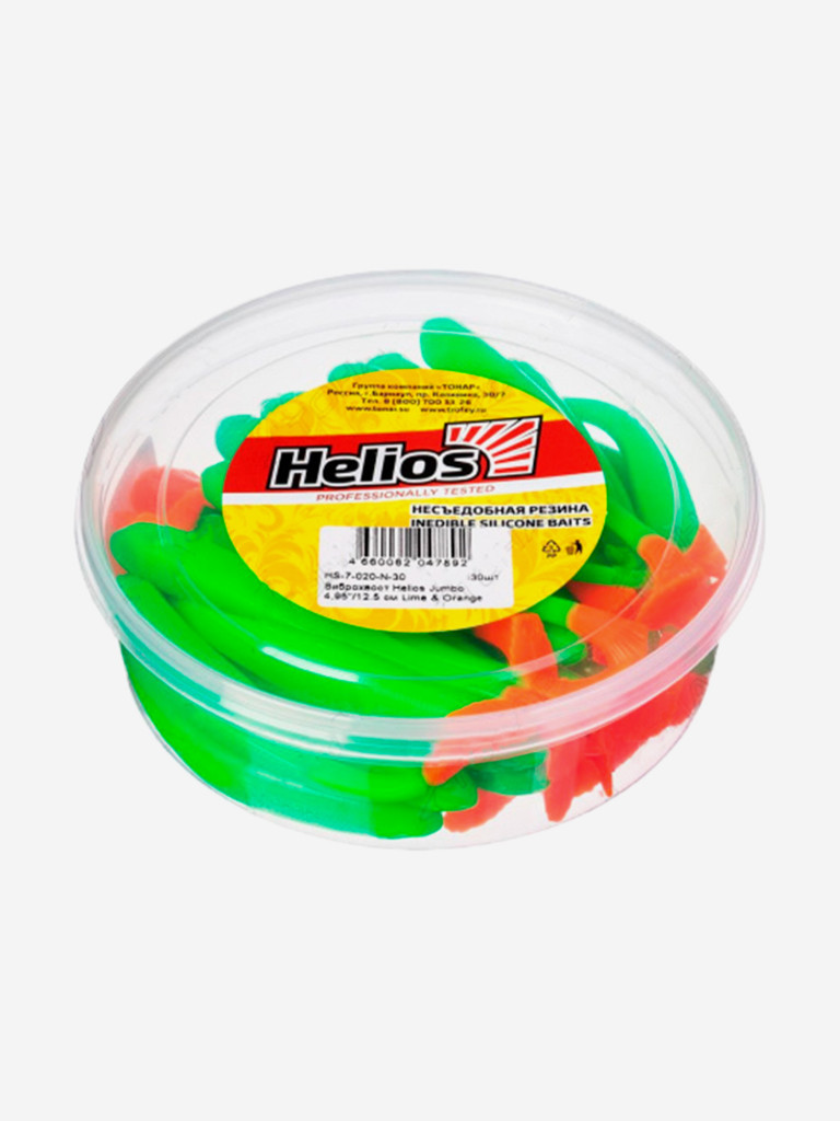 Мягкая приманка Helios Jumbo, 4,95'' / 12,5 см, Lime & Orange, 30 шт (HS-7-020-N-30)